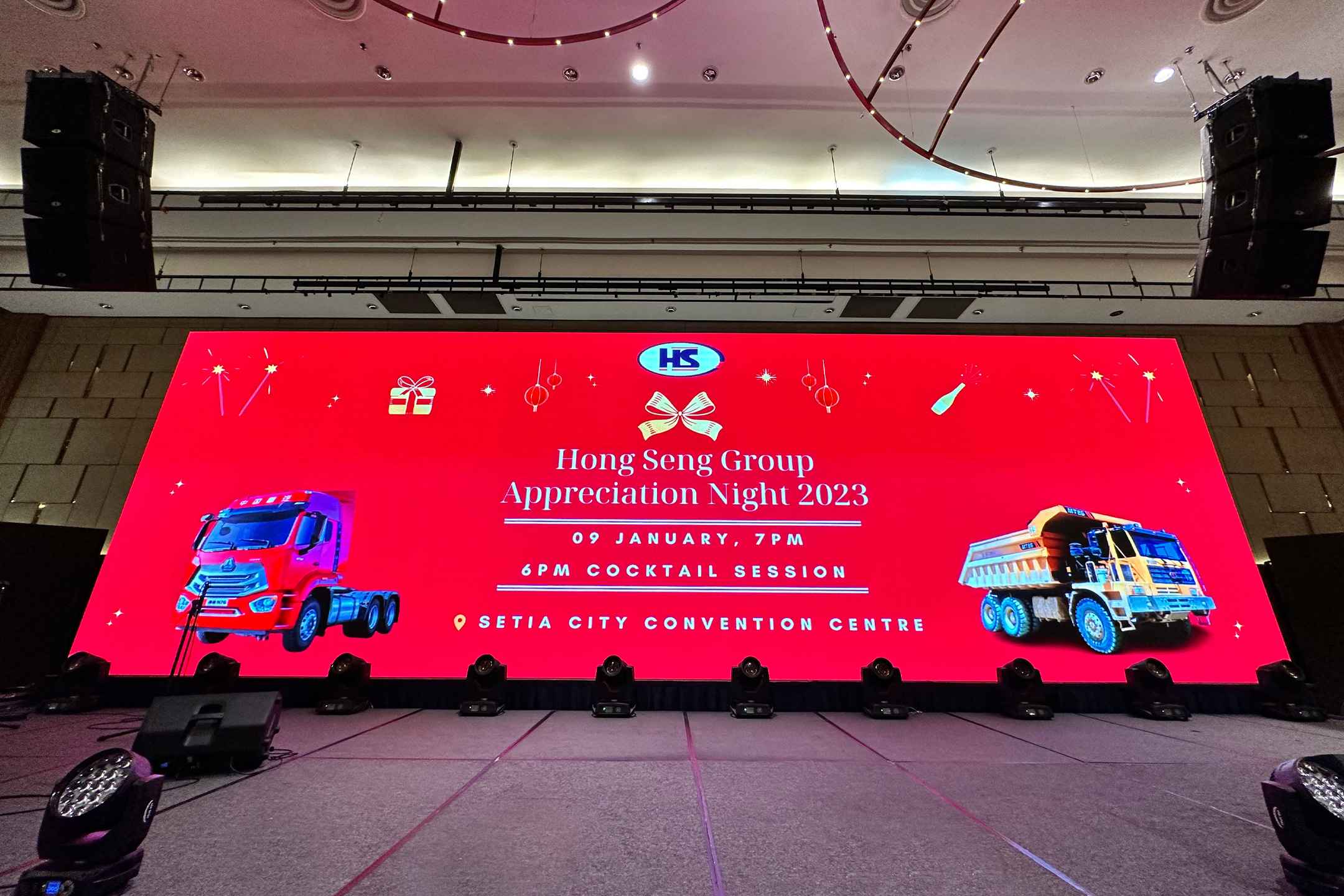 Rental Indoor LED Screen for Hong Seng Group Appreciation Night 2023 at Setia City Convention Centre, Shah Alam