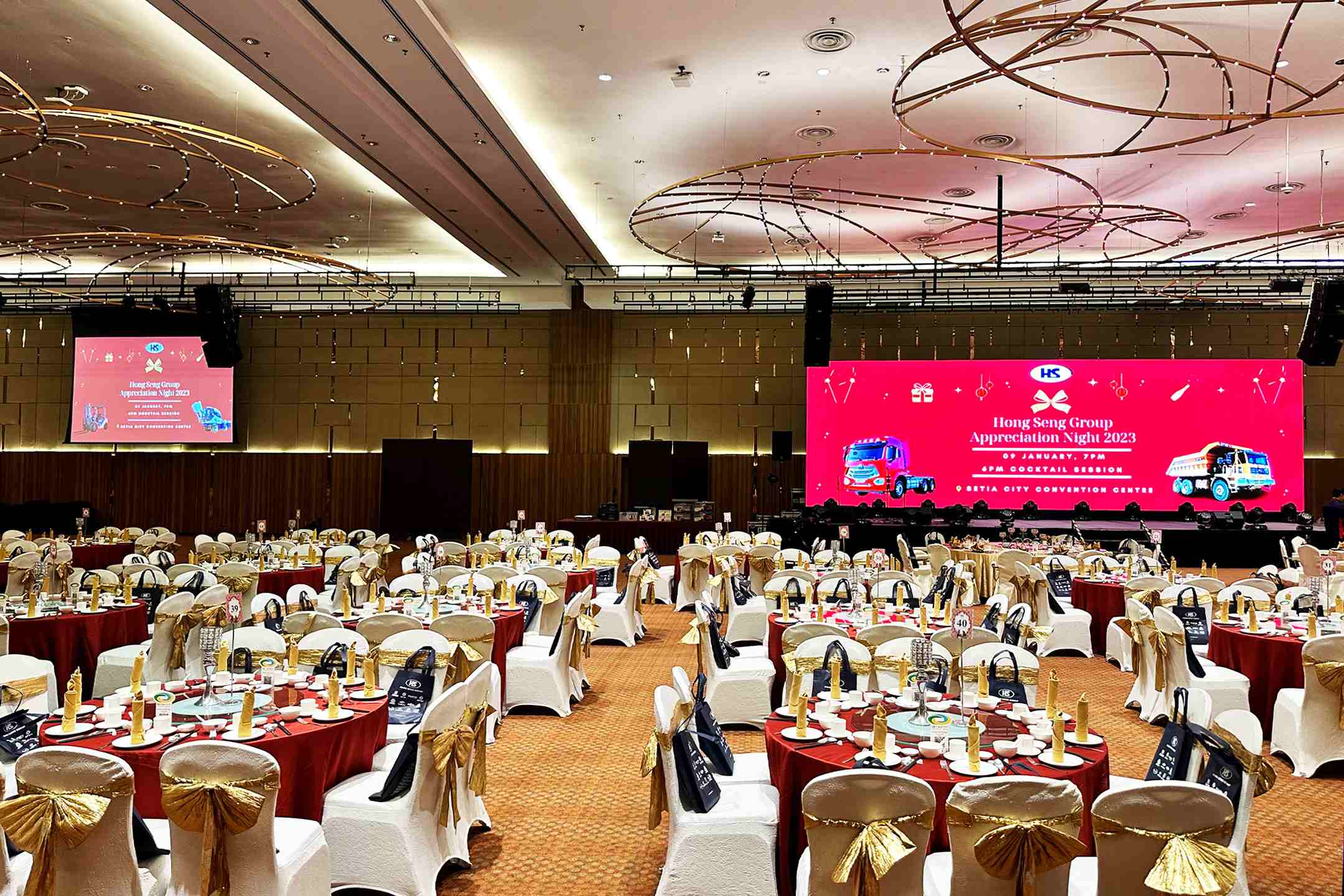 Rental Indoor LED Screen for Hong Seng Group Appreciation Night 2023 at Setia City Convention Centre, Shah Alam