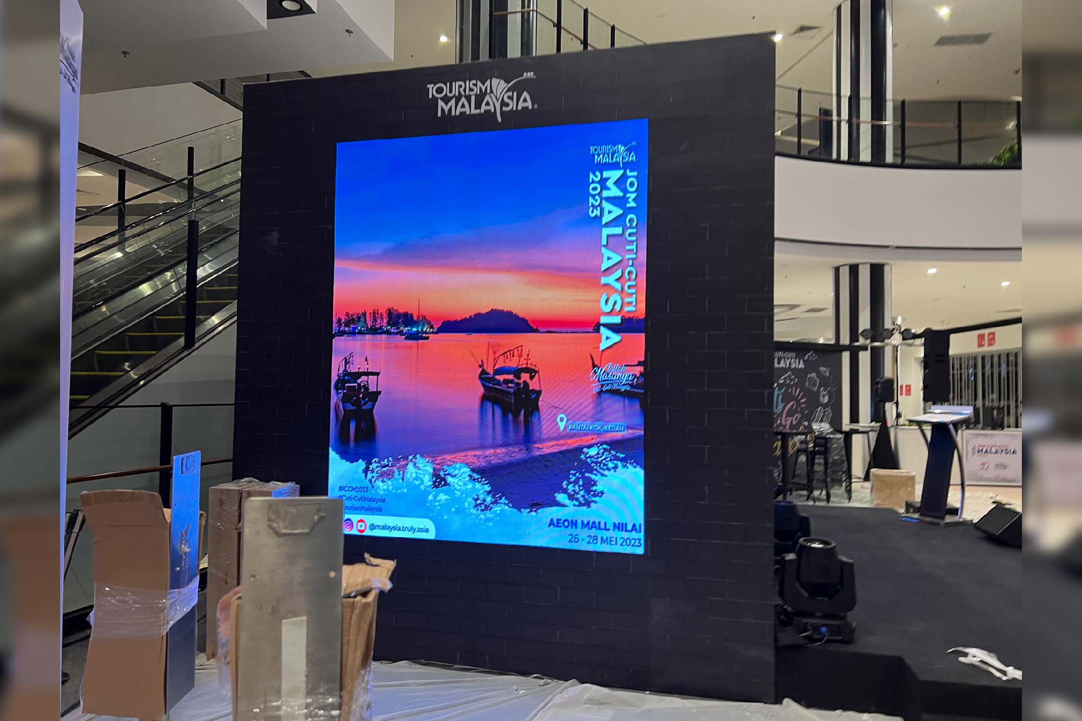Rental Indoor LED Screen for Jom Cuti-Cuti Malaysia 2023 at AEON MALL Nilai