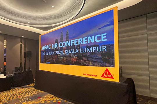 Rental Indoor LED Screen for Sika Asia Pacific Services Sdn Bhd for the APAC HR Conference at Pullman Kuala Lumpur City Centre Hotel & Residences