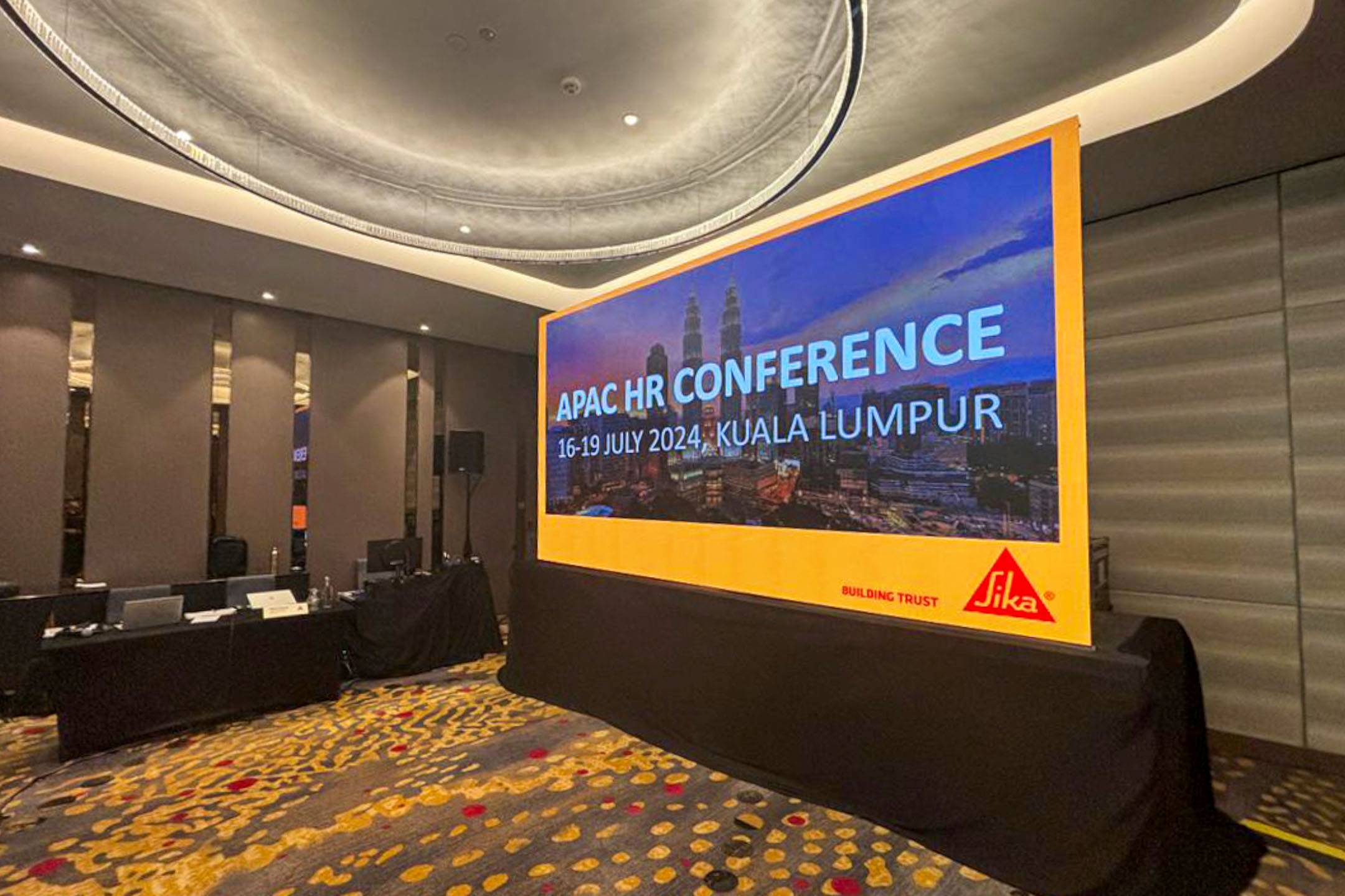 Rental Indoor LED Screen for Sika Asia Pacific Services Sdn Bhd for the APAC HR Conference at Pullman Kuala Lumpur City Centre Hotel & Residences