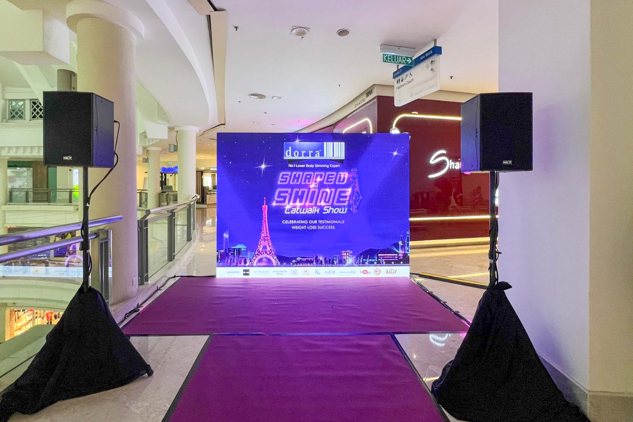 Rental Indoor LED Screen for DORRA Slimming Sdn Bhd for the event Shaped & Shine Catwalk Show at The Curve, Petaling Jaya