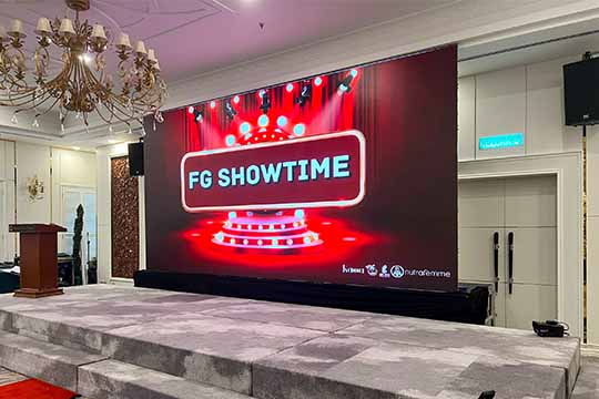 Rental Indoor LED Screen for First Grade Resources Sdn Bhd for the event FG Showtime at Century Pines Resort Cameron Highlands