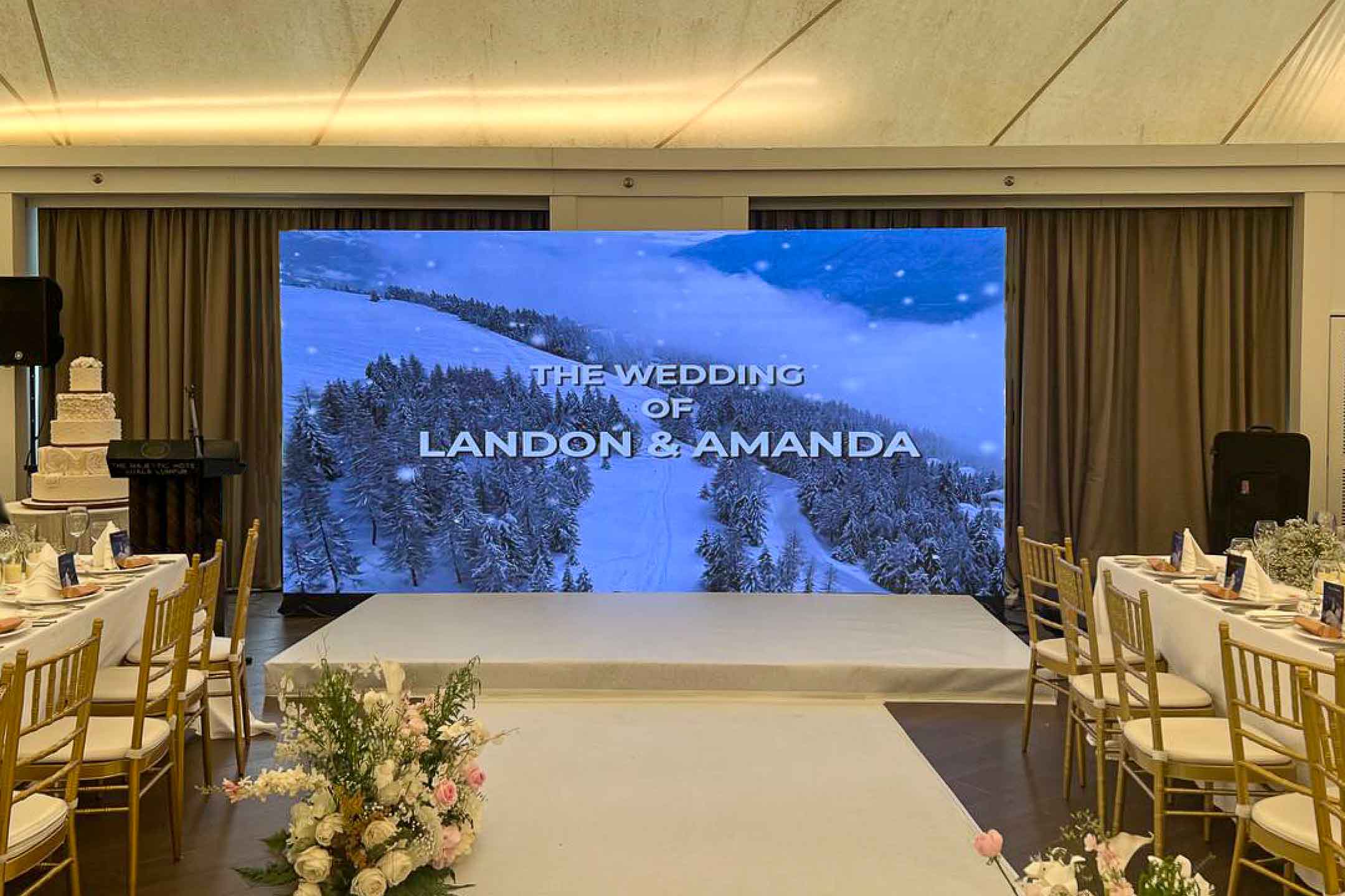 Rental Indoor LED Screen for Landon & Amanda wedding at The Majestic Hotel Kuala Lumpur