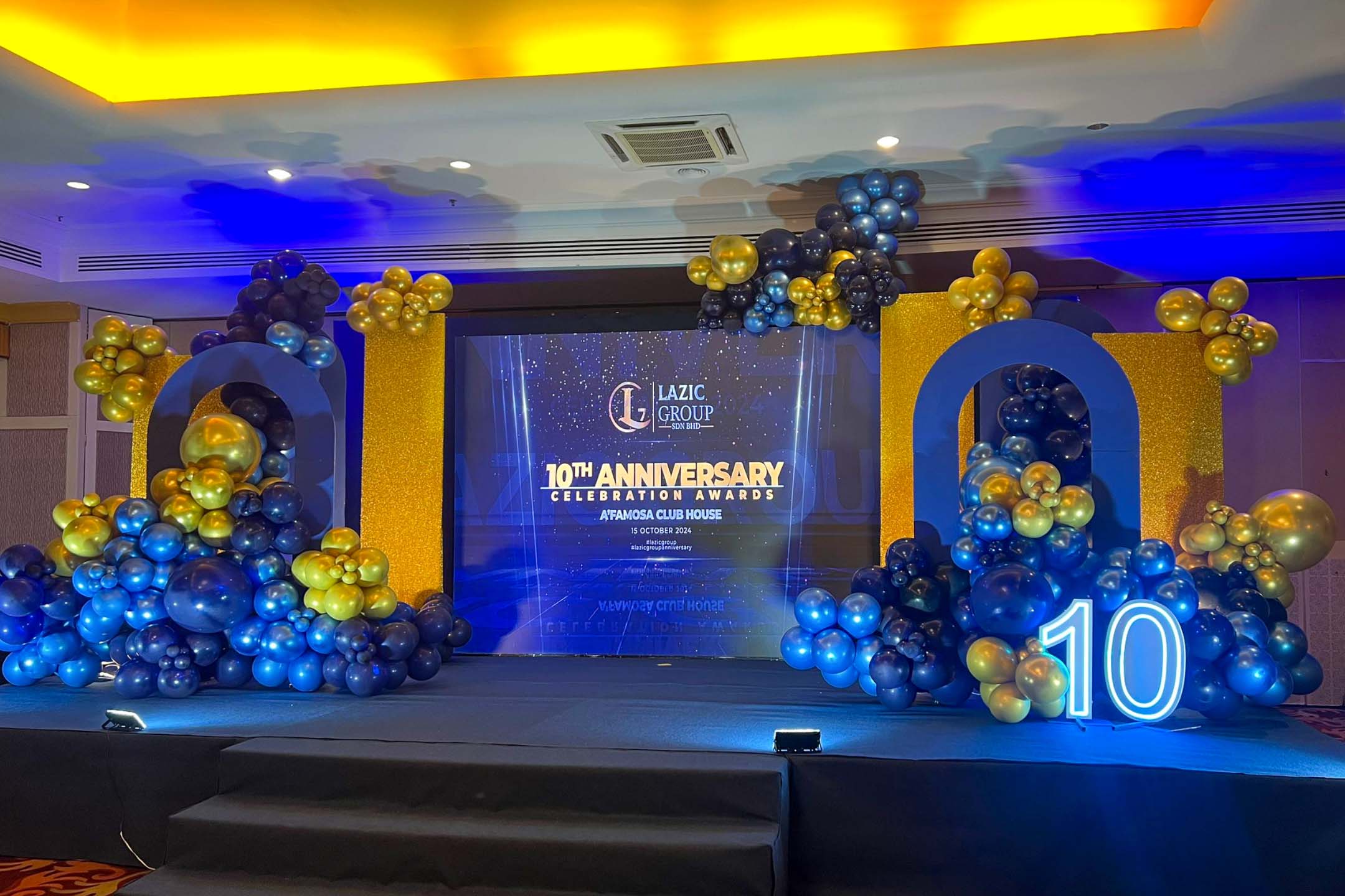 Rental Indoor LED Screen for Lazic Group Sdn Bhd for the event 10th Anniversary Celebration Awards at A’Famosa Club House
