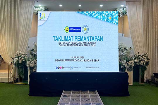 Rental Indoor LED Screen for Lembaga Zakat Selangor for the Taklimat Pemantapan at Laman Mazmida 2, Sungai Besar