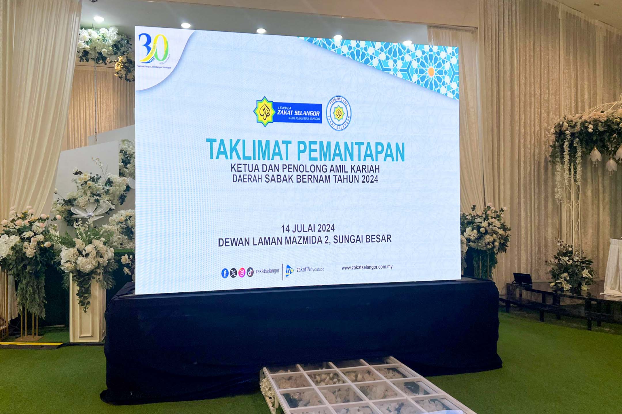 Rental Indoor LED Screen for Lembaga Zakat Selangor for the Taklimat Pemantapan at Laman Mazmida 2, Sungai Besar