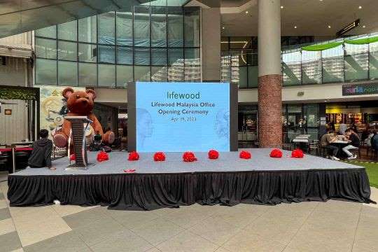 Rental Indoor LED Screen for Lifewood Malaysia Office Opening Ceremony at KL Gateway