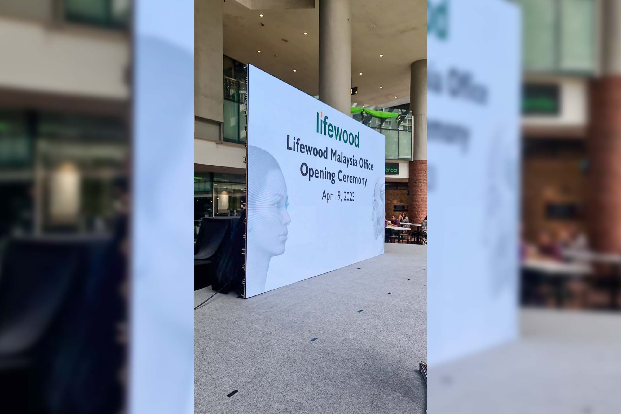 Rental Indoor LED Screen for Lifewood Malaysia Office Opening Ceremony at KL Gateway