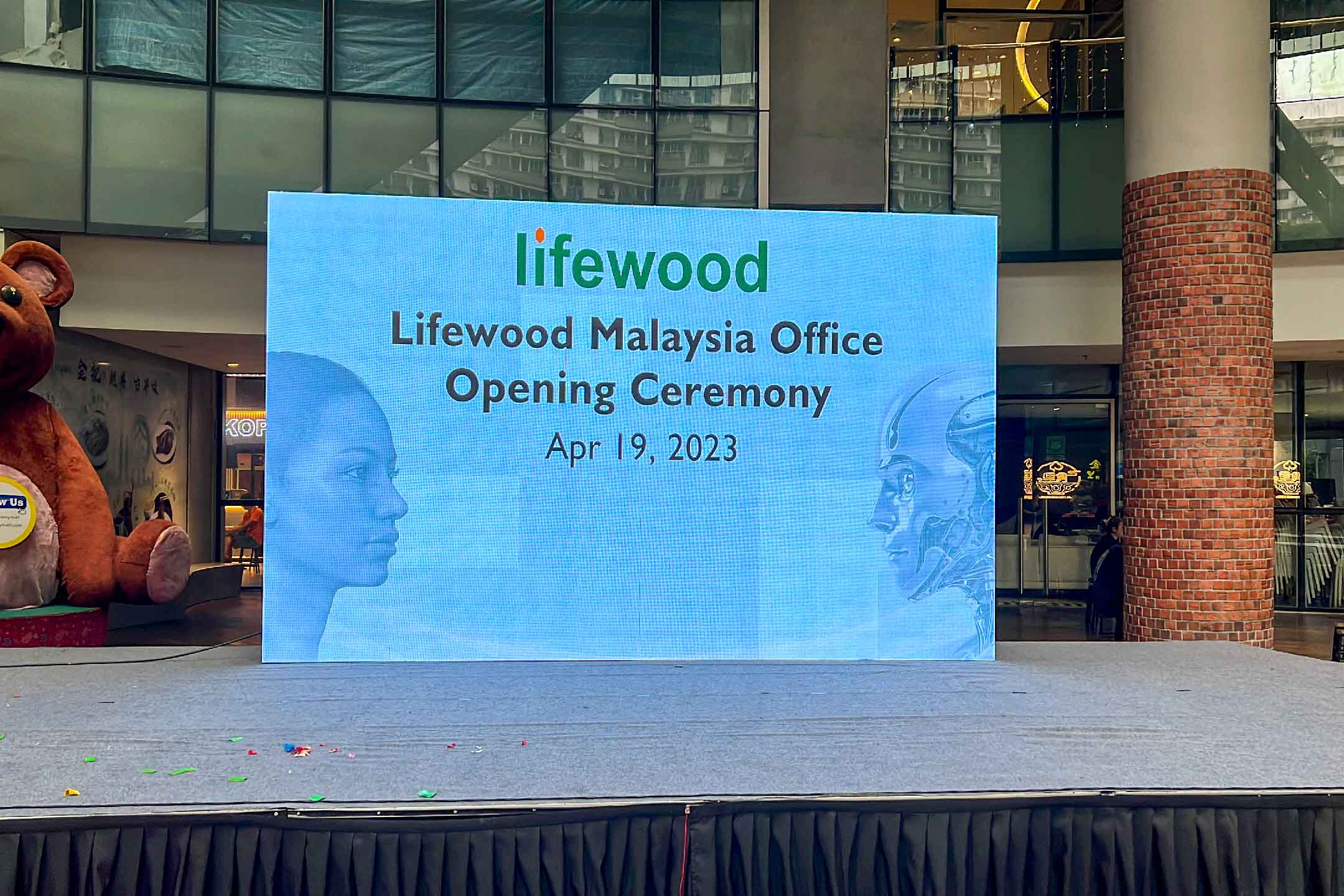 Rental Indoor LED Screen for Lifewood Malaysia Office Opening Ceremony at KL Gateway