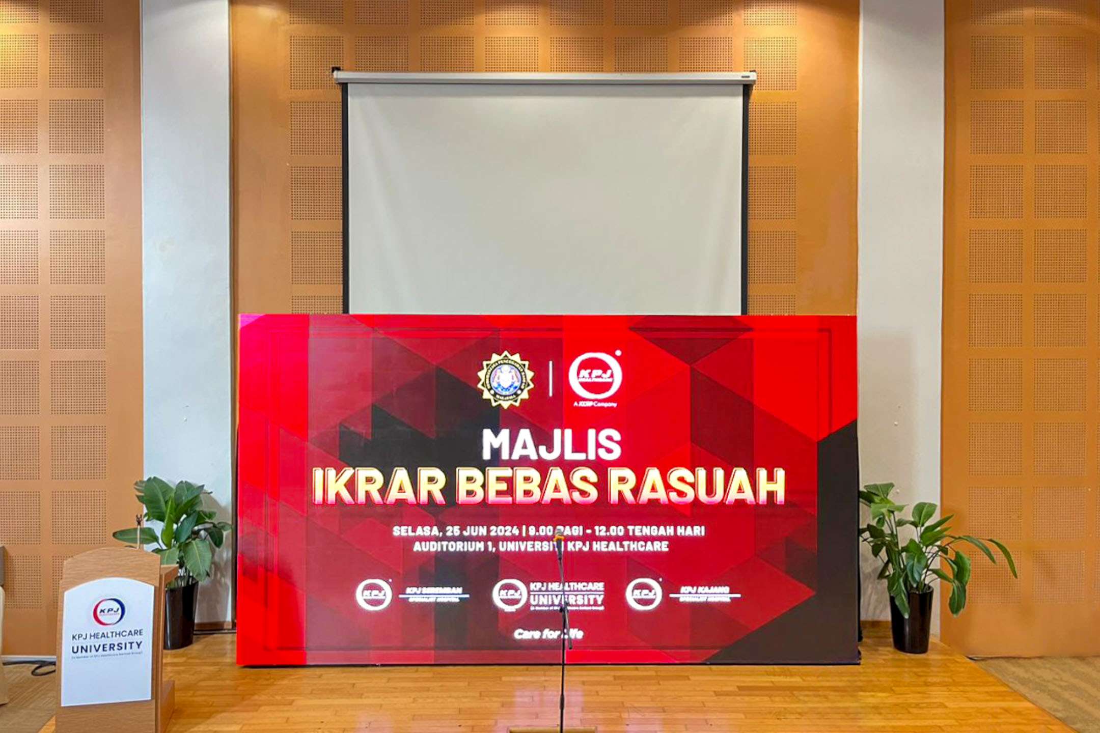 Rental Indoor LED Screen for KPJ Healthcare University for the Majlis Ikrar Bebas Rasuah at Negeri Sembilan