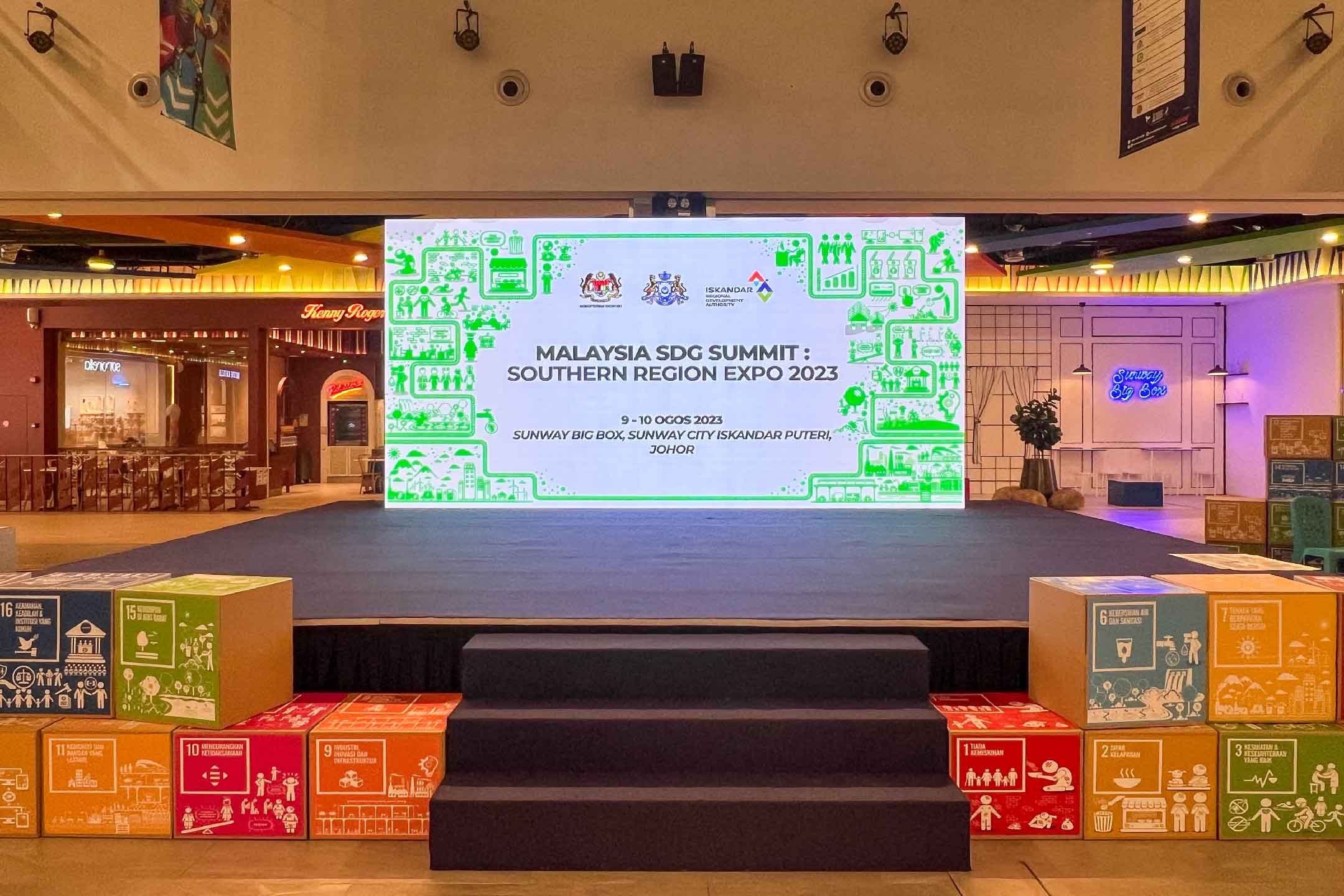 Rental Indoor LED Screen for Malaysia SDG Summit: Southern Region Expo 2023 at Sunway Big Box, Sunway City Iskandar Puteri, Johor