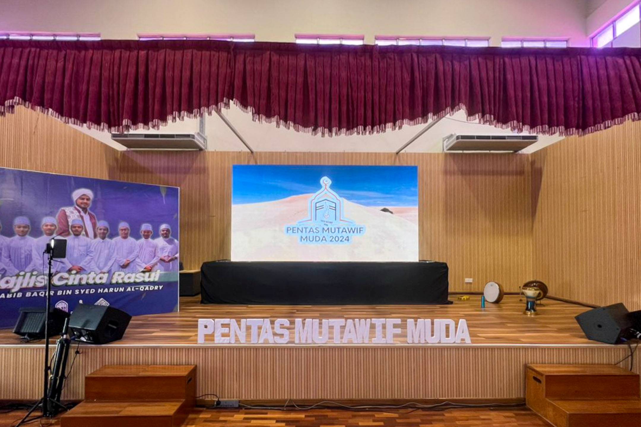 Rental Indoor LED Screen for PMD Holdings for the event Maulid X Pentas Mutawif Muda at Kompleks Rakan Muda Alor Gajah, Melaka