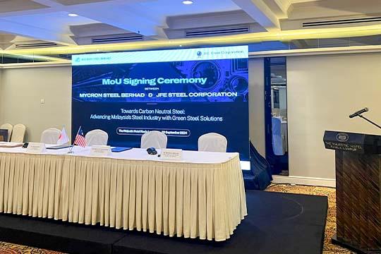 Rental Indoor LED Screen for the MoU Signing Ceremony between Mycron Steel Berhad and JFE Steel at The Majestic Hotel Kuala Lumpur