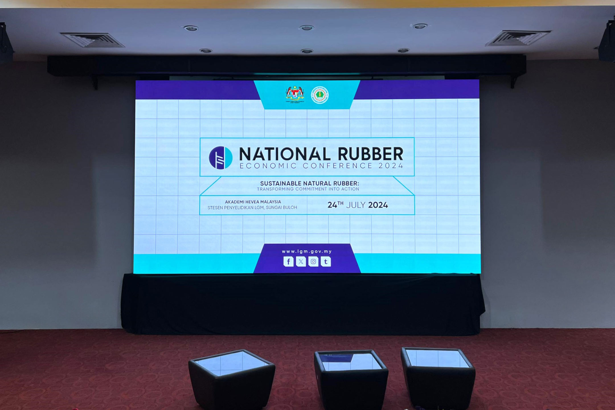 Rental Indoor LED Screen for Malaysian Rubber Board (MRB) for the event National Rubber Economic Conference 2024 at Akademi Hevea Malaysia, Sungai Buloh