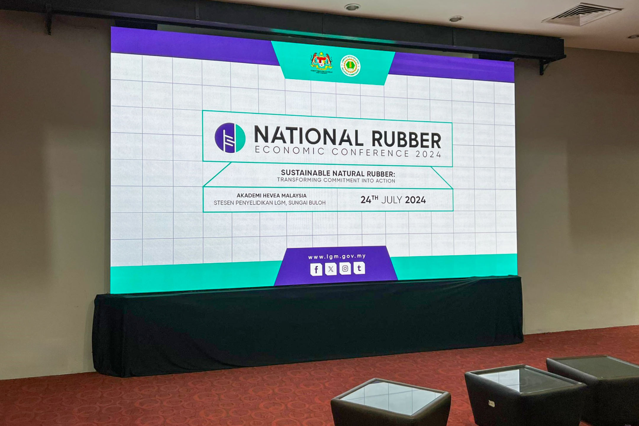 Rental Indoor LED Screen for Malaysian Rubber Board (MRB) for the event National Rubber Economic Conference 2024 at Akademi Hevea Malaysia, Sungai Buloh