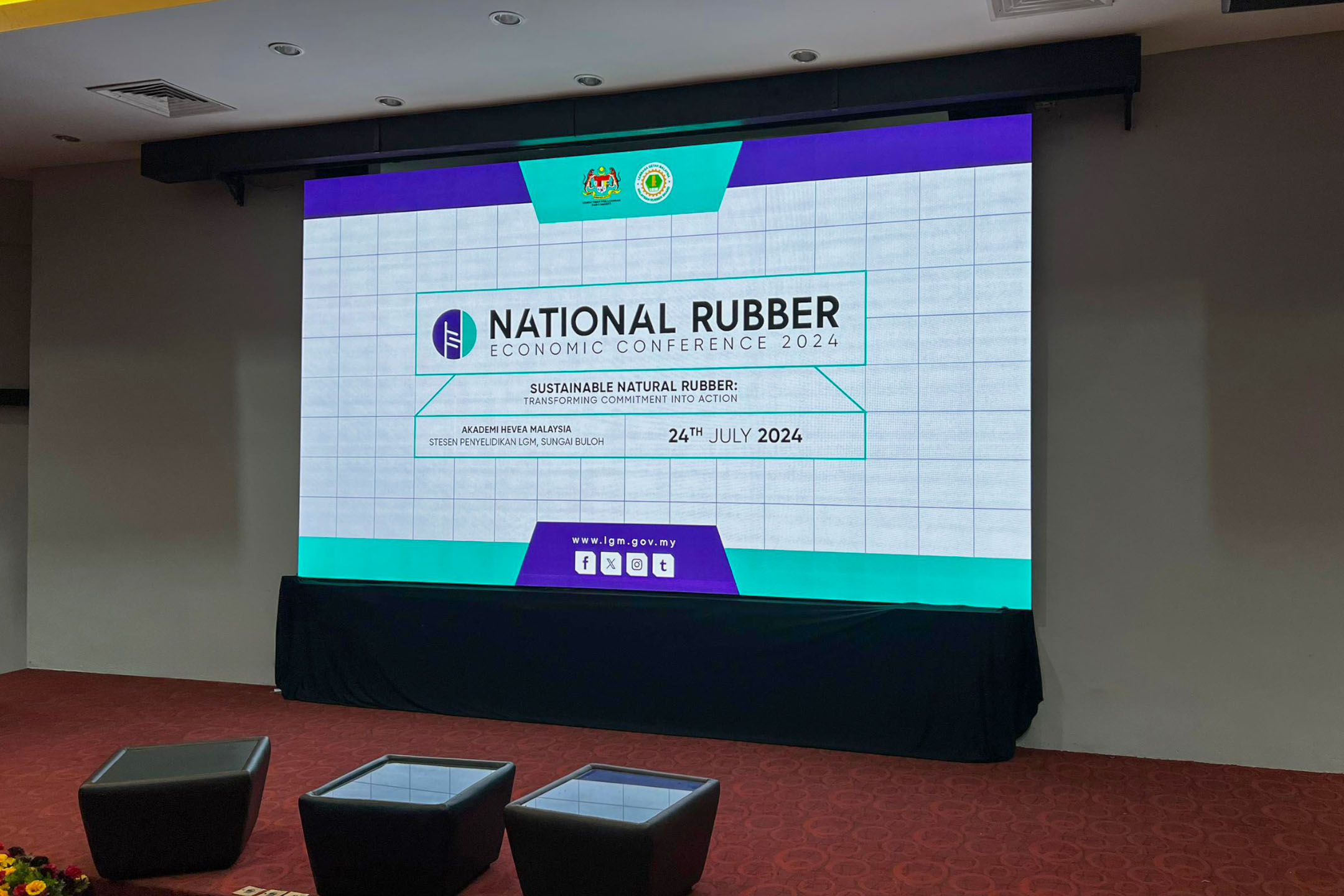 Rental Indoor LED Screen for Malaysian Rubber Board (MRB) for the event National Rubber Economic Conference 2024 at Akademi Hevea Malaysia, Sungai Buloh