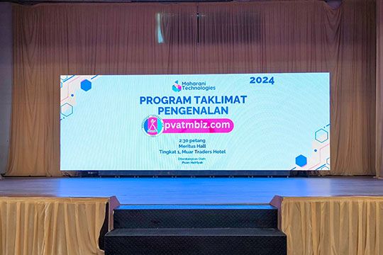 Rental Indoor LED Screen for Persatuan Veteren Angkatan Tentera Malaysia for the Program Taklimat Pengenalan pvatmbiz.com at Muar Traders Hotel