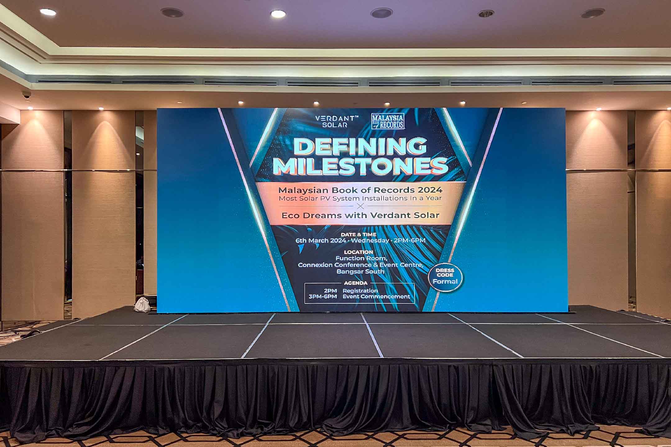 Rental Indoor LED Screen for Malaysia Book of Records 2024 X Eco Dreams with Verdant Solar at Connexion Conference & Event Centre - CCEC