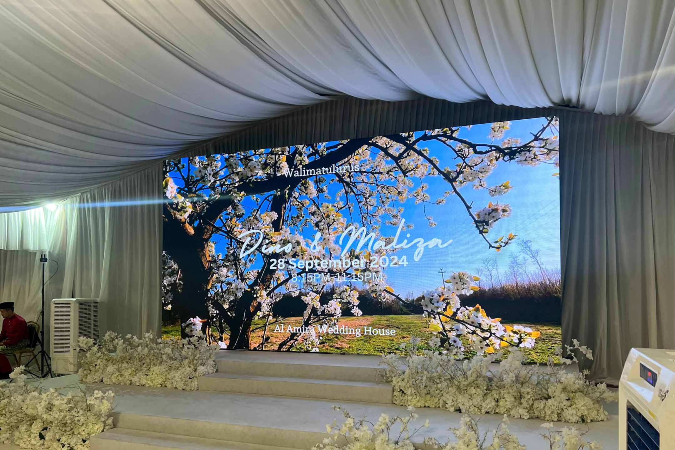 Rental Indoor LED Screen for wedding reception at Al Amira Wedding House, Malacca