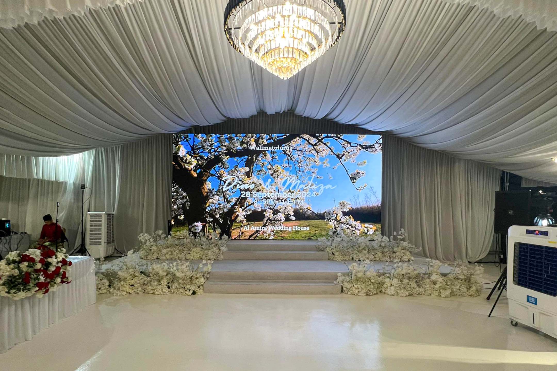 Rental Indoor LED Screen for wedding reception at Al Amira Wedding House, Malacca