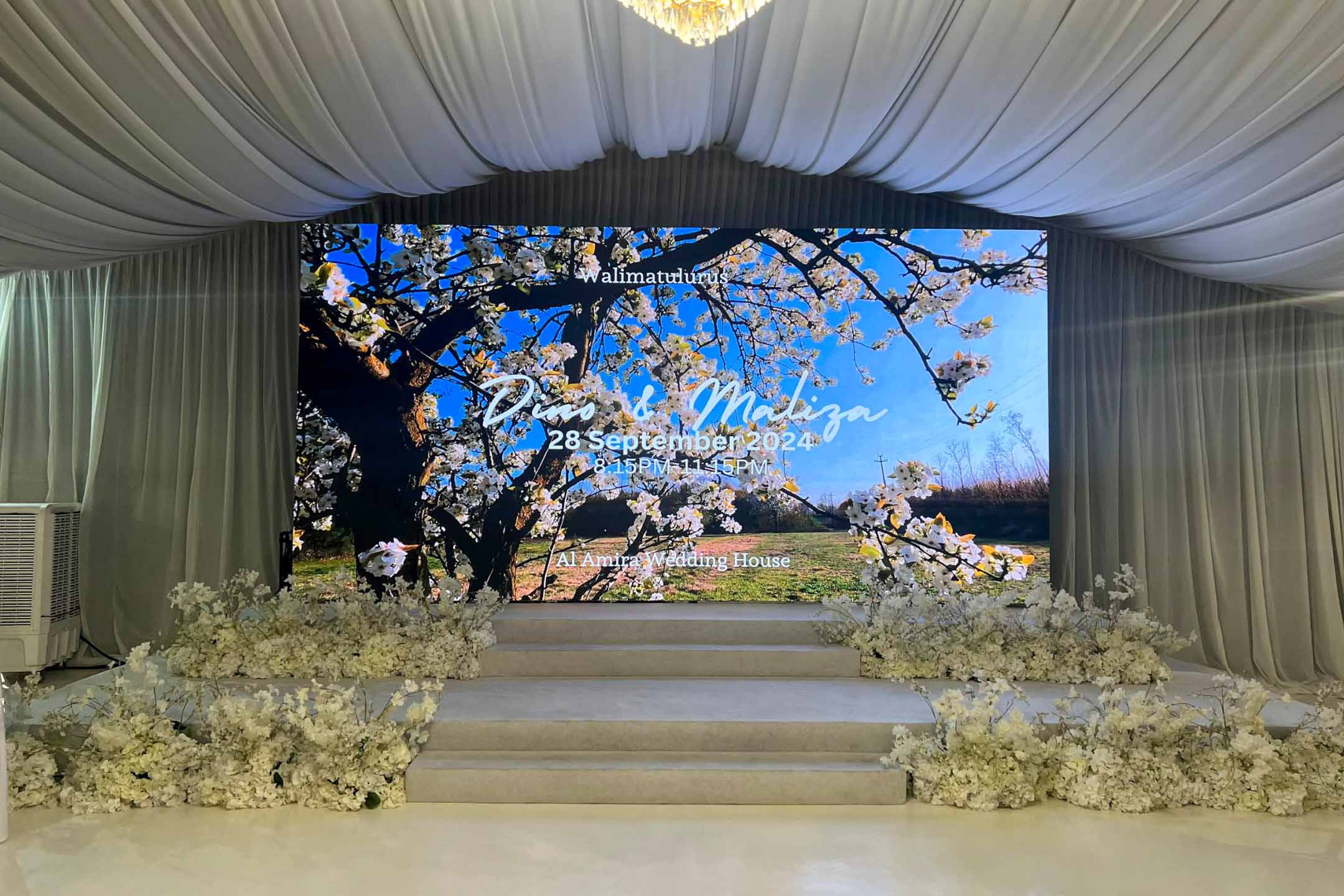 Rental Indoor LED Screen for wedding reception at Al Amira Wedding House, Malacca