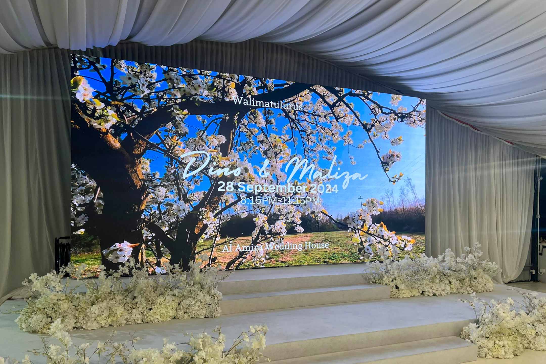 Rental Indoor LED Screen for wedding reception at Al Amira Wedding House, Malacca