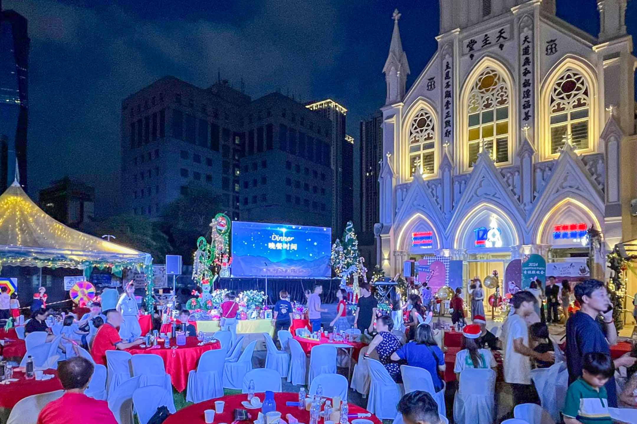 Rental Outdoor LED Screen for Catholic Church of The Holy Rosary for the HRC Christmas Party 2024