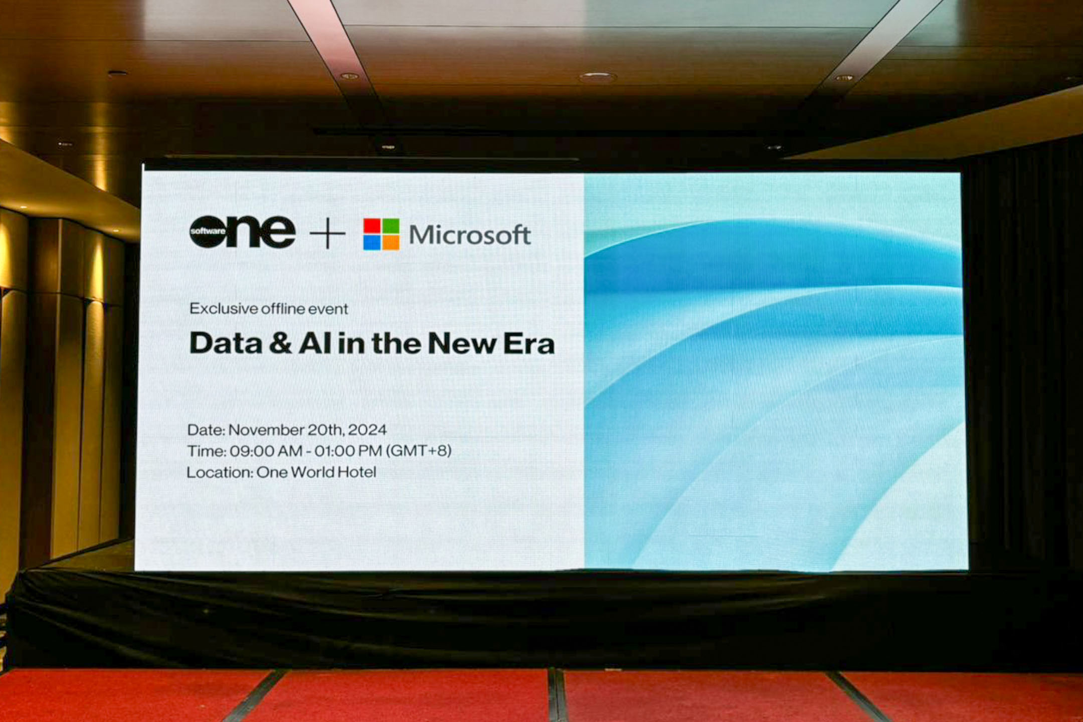 Rental Indoor LED Screen for SoftwareOne and Microsoft for the event Data & AI in the New Era