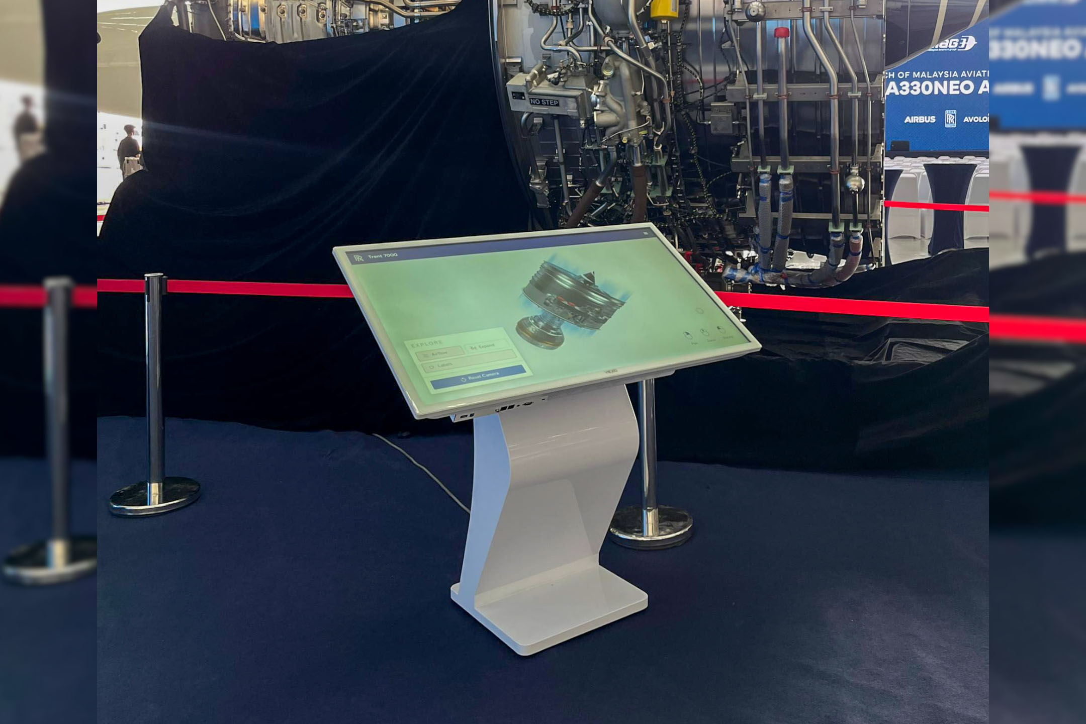 Rental Touch Interactive Kiosk for Malaysian Aviation Group (MAG) for the Launching Airbus A330neo Aircraft